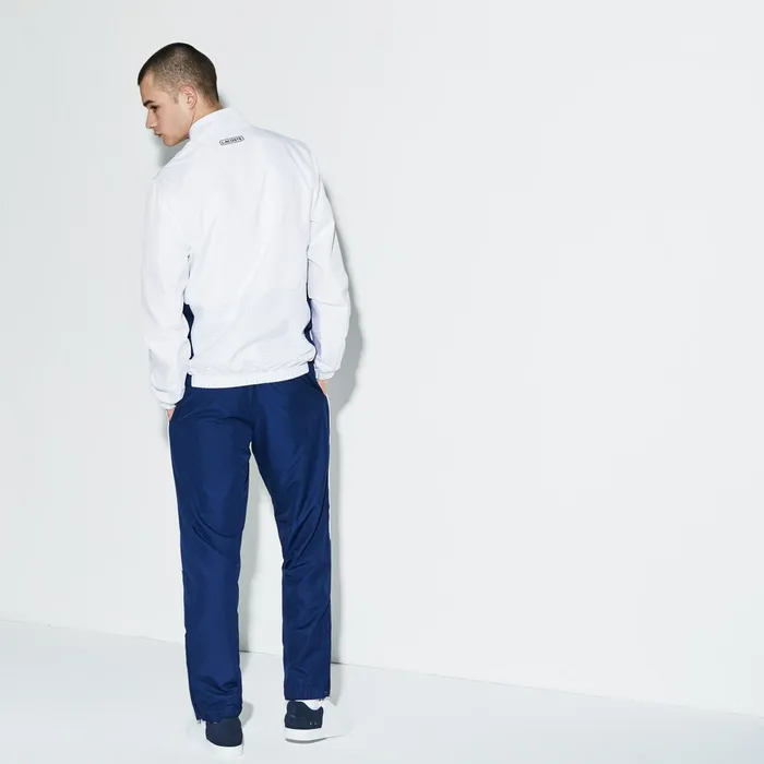 SPORT Piped Taffeta Tennis Tracksuit WhiteNavy BlueGreyGreen Mens Lacoste Pants and Shorts On Sale