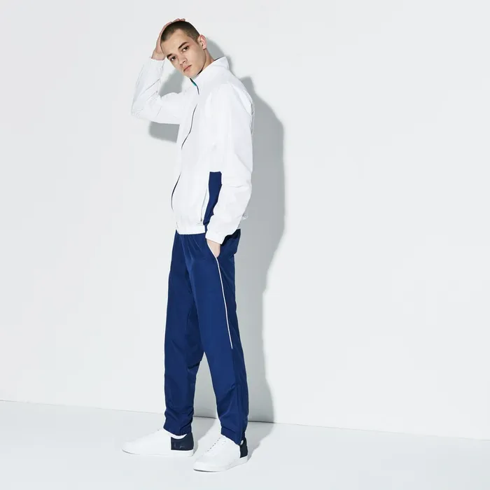 SPORT Piped Taffeta Tennis Tracksuit WhiteNavy BlueGreyGreen Mens Lacoste Tracksuits Casaul