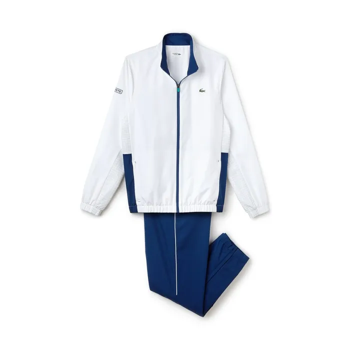 SPORT Piped Taffeta Tennis Tracksuit WhiteNavy BlueGreyGreen Mens Lacoste Tracksuits Casaul