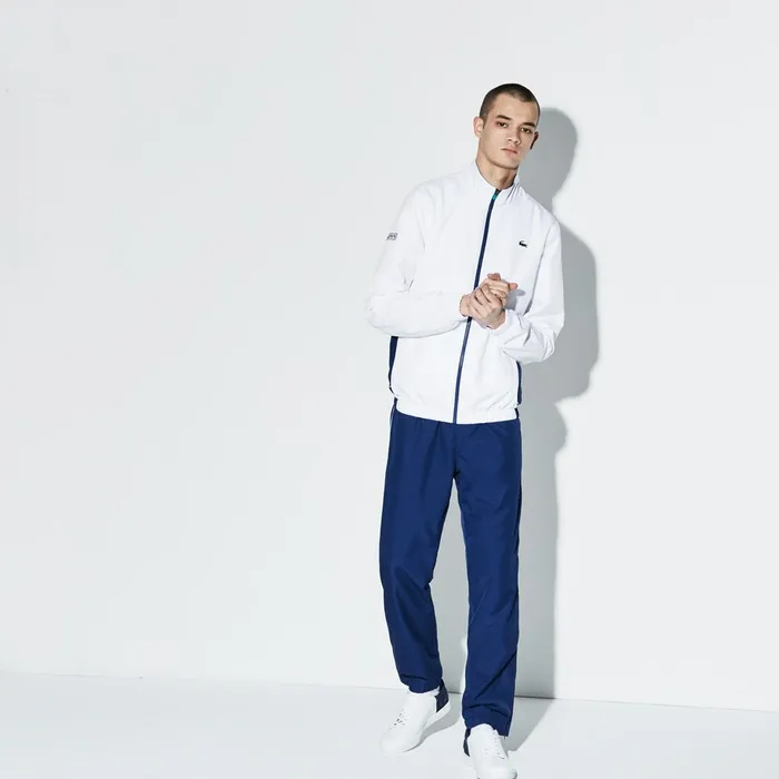 SPORT Piped Taffeta Tennis Tracksuit WhiteNavy BlueGreyGreen Mens Lacoste Tracksuits Casaul