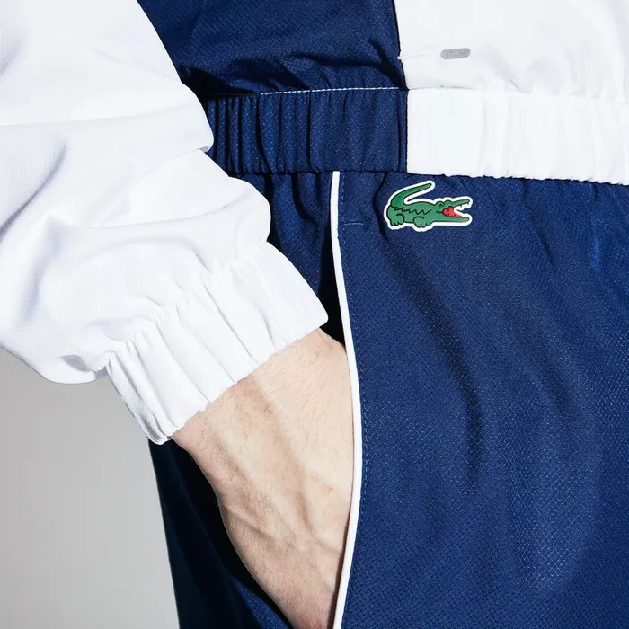 SPORT Piped Taffeta Tennis Tracksuit WhiteNavy BlueGreyGreen Mens Lacoste Tracksuits Casaul
