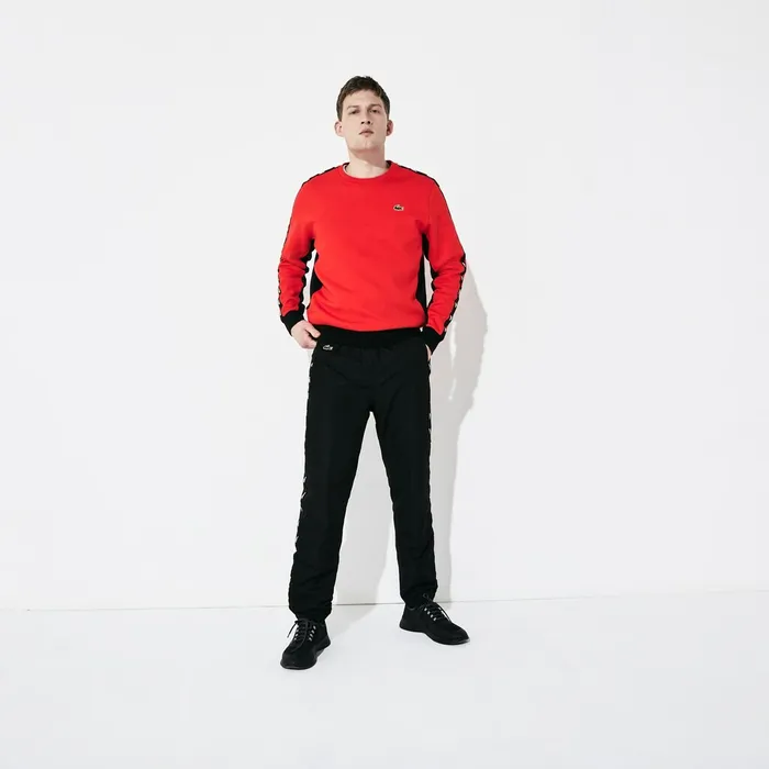 SPORT Print Bands Lightweight Tracksuit Pants Black Mens Lacoste Tracksuits Shop Online