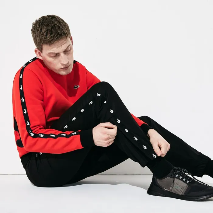 SPORT Print Bands Lightweight Tracksuit Pants Black Mens Lacoste Tracksuits Shop Online