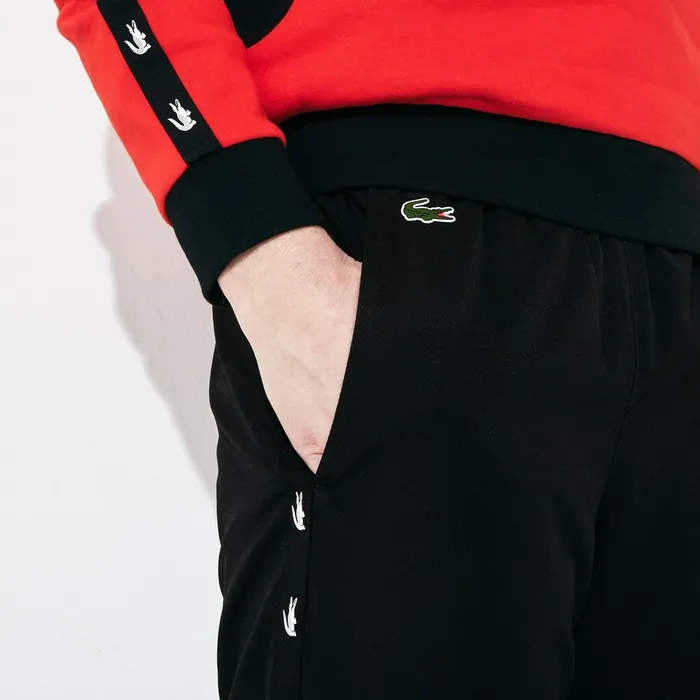 SPORT Print Bands Lightweight Tracksuit Pants Black Mens Lacoste Tracksuits Shop Online