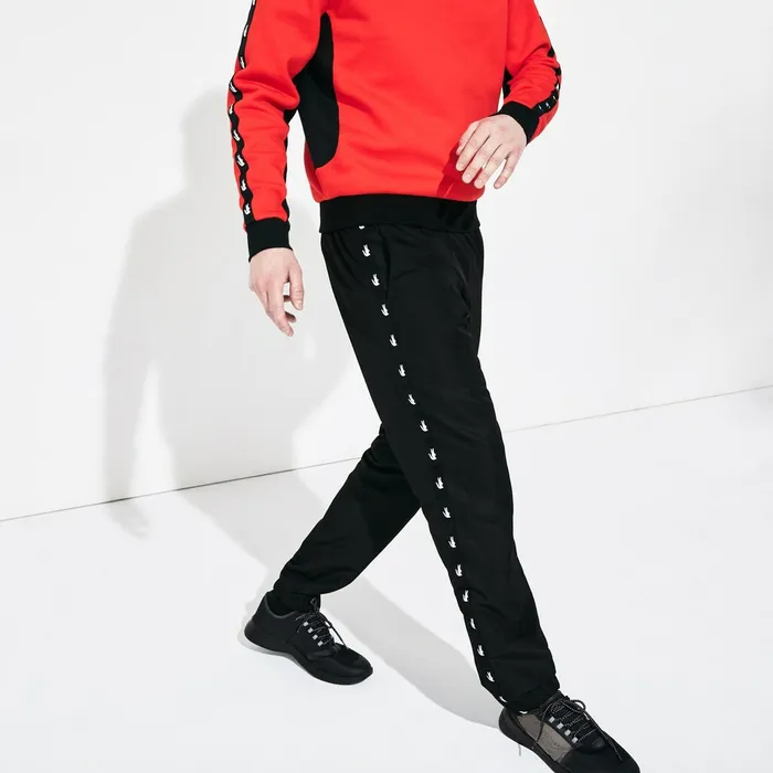 SPORT Print Bands Lightweight Tracksuit Pants Black Mens Lacoste Tracksuits Shop Online