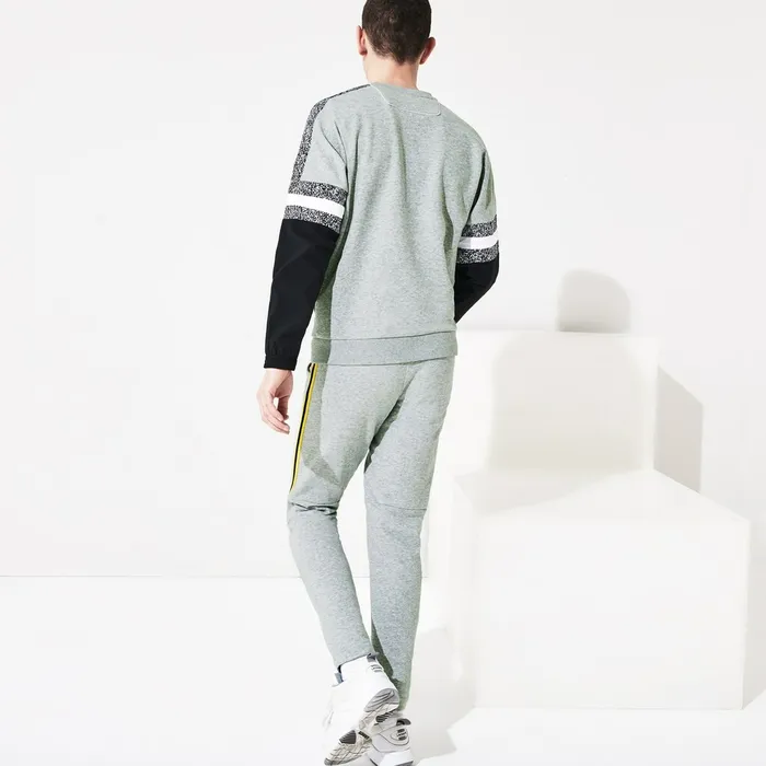 SPORT PrintBlock Sweatshirt Grey ChineBlackWhite Mens Lacoste Sweatshirts Online Outlet Store