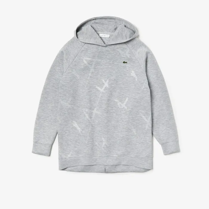 SPORT Printed Fleece Tennis Sweatshirt Grey Chine Womens Lacoste Sweaters and Sweatshirts Gift Ideas
