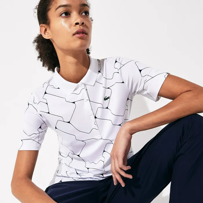 SPORT Printed Stretch Jersey Golf Polo WhiteNavy Blue Womens Lacoste Polos Online Outlet Store SPORT Printed Stretch Jersey Golf Polo WhiteNavy Blue Womens Lacoste Polos Online Outlet Store