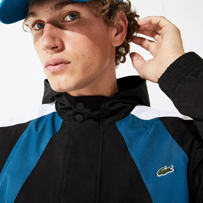 SPORT Pullover Windbreaker BlackBlueWhite Mens Lacoste Jackets and Coats Online