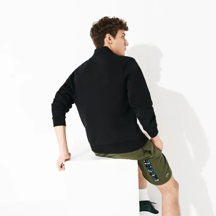 SPORT Quilted Cotton Blend Fleece Bomber Jacket Black Mens Lacoste Sweatshirts Shop