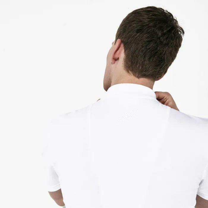 SPORT Racing Stripe Lightweight Cotton Polo WhiteBlackWhite Mens Lacoste Polos Outlet Factory