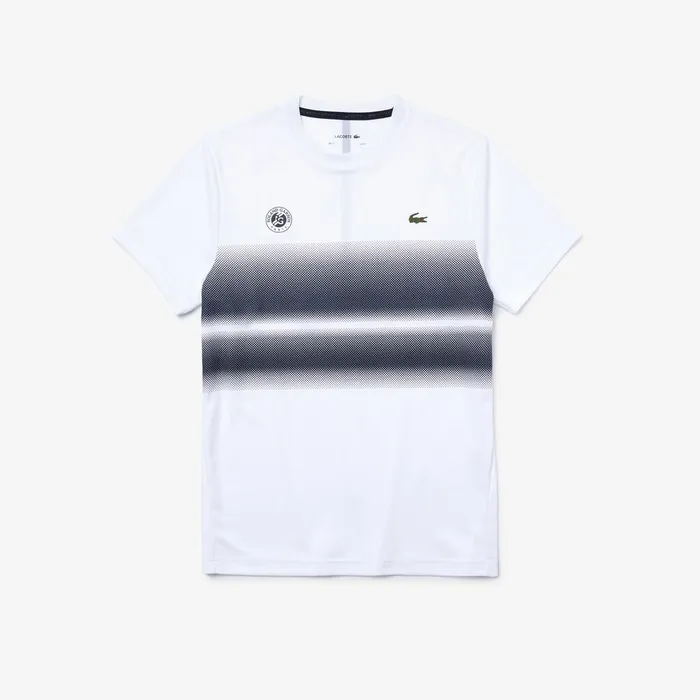 SPORT Roland Garros Breathable Ombr TShirt WhiteNavy Blue Mens Lacoste TShirts Gift 4 You