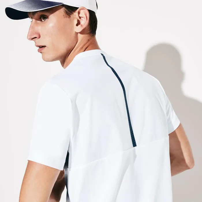SPORT Roland Garros Breathable Ombr TShirt WhiteNavy Blue Mens Lacoste TShirts Gift 4 You