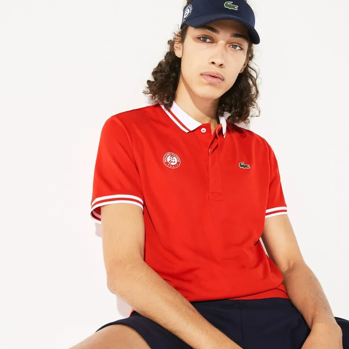 SPORT Roland Garros Breathable Piqu Polo Shirt RedWhiteGreen Mens Lacoste Polos Online SPORT Roland Garros Breathable Piqu Polo Shirt RedWhiteGreen Mens Lacoste Polos Online