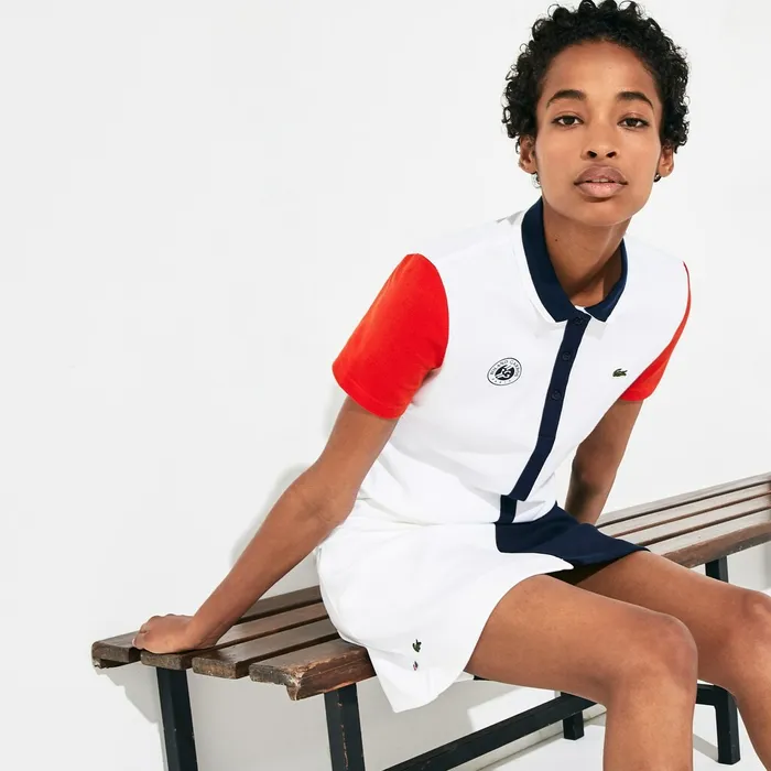 SPORT Roland Garros ColorBlock Polo Shirt WhiteRedNavy Blue Womens Lacoste Polos For Sale Online