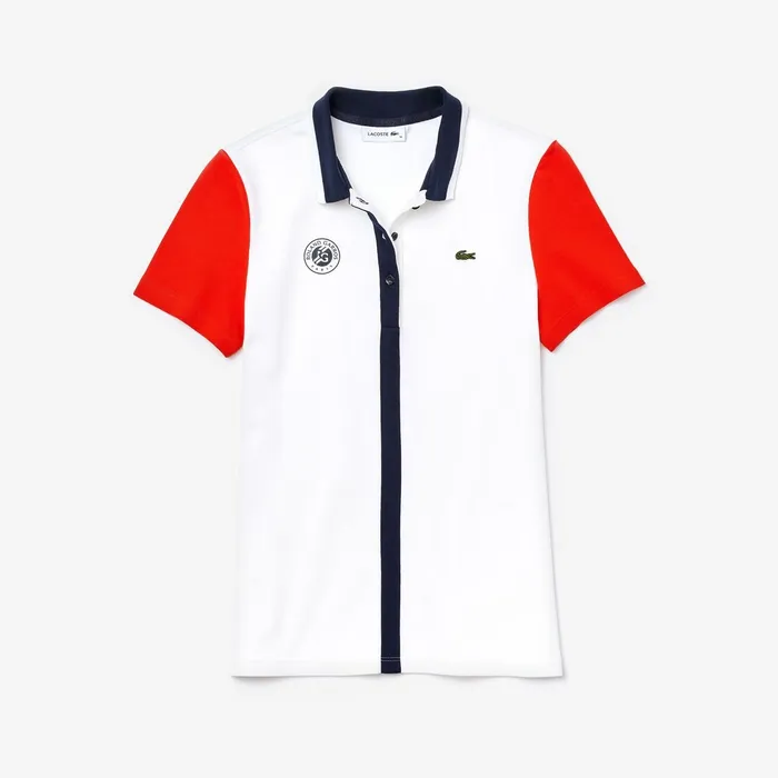 SPORT Roland Garros ColorBlock Polo Shirt WhiteRedNavy Blue Womens Lacoste Polos For Sale Online
