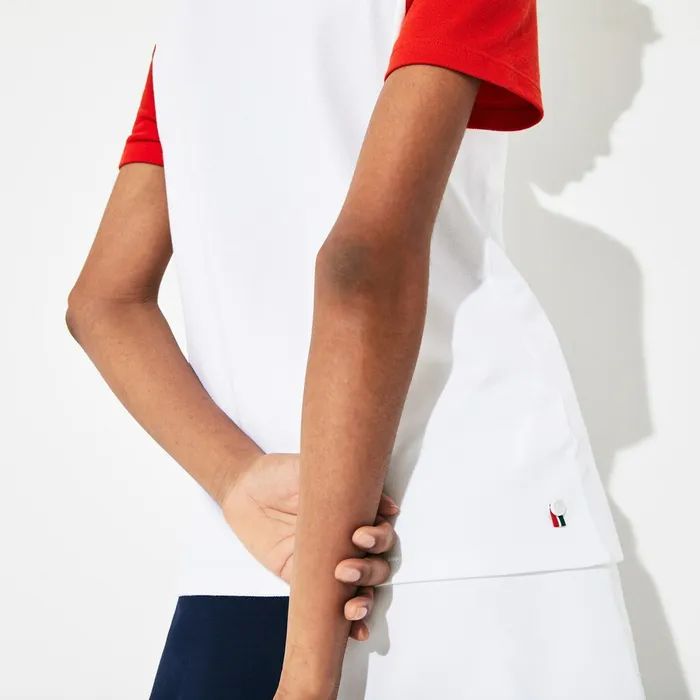 SPORT Roland Garros ColorBlock Polo Shirt WhiteRedNavy Blue Womens Lacoste Polos For Sale Online