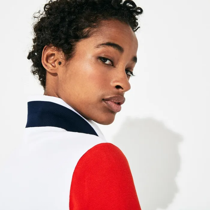 SPORT Roland Garros ColorBlock Polo Shirt WhiteRedNavy Blue Womens Lacoste Polos For Sale Online