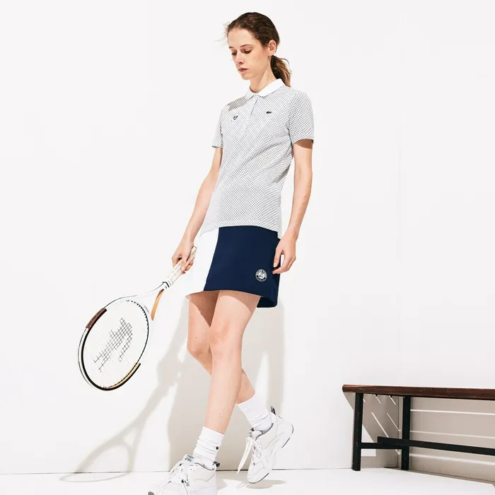 SPORT Roland Garros ColorBlock Skirt WhiteNavy BlueWhite Womens Lacoste Dresses and Skirts Casaul