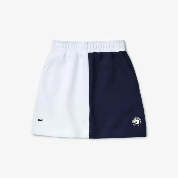 SPORT Roland Garros ColorBlock Skirt WhiteNavy BlueWhite Womens Lacoste Dresses and Skirts Casaul