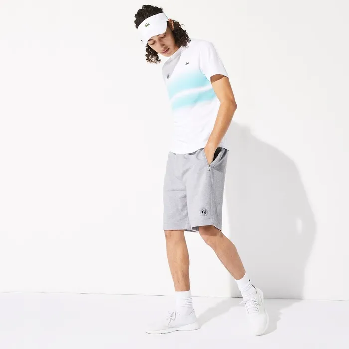 SPORT Roland Garros Cotton Fleece Shorts Grey ChineNavy BlueWhite Mens Lacoste Pants and Shorts Cheap On Sale SPORT Roland Garros Cotton Fleece Shorts Grey ChineNavy BlueWhite Mens Lacoste Pants and Shorts Cheap On Sale