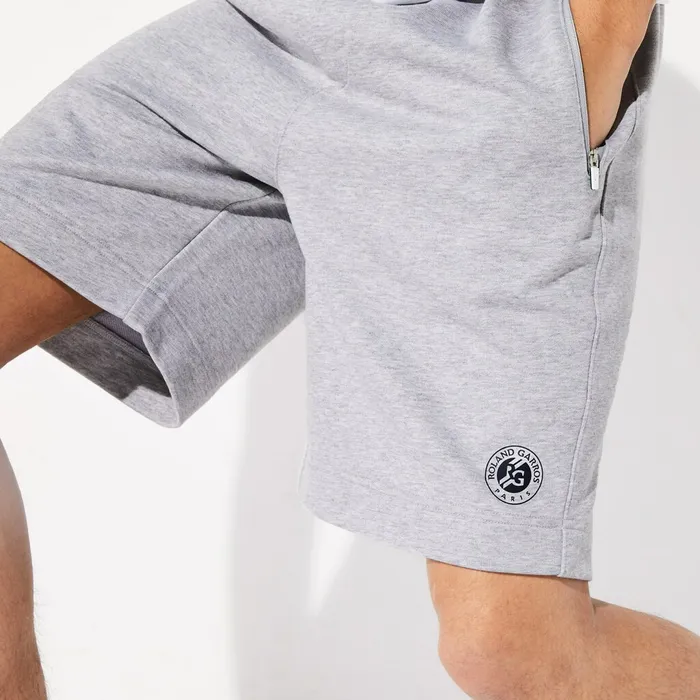 SPORT Roland Garros Cotton Fleece Shorts Grey ChineNavy BlueWhite Mens Lacoste Pants and Shorts Cheap On Sale