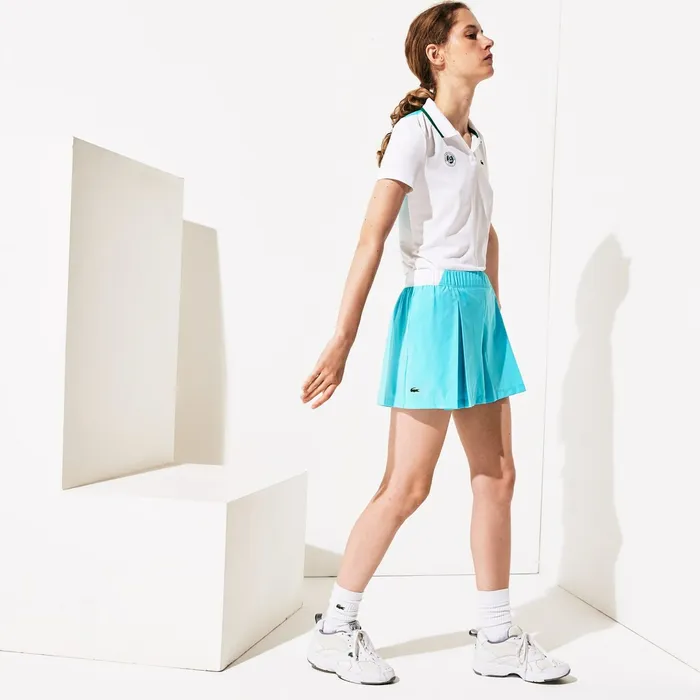 SPORT Roland Garros Culotte Skirt TurquoiseWhiteGreen Womens Lacoste Dresses and Skirts Online Store