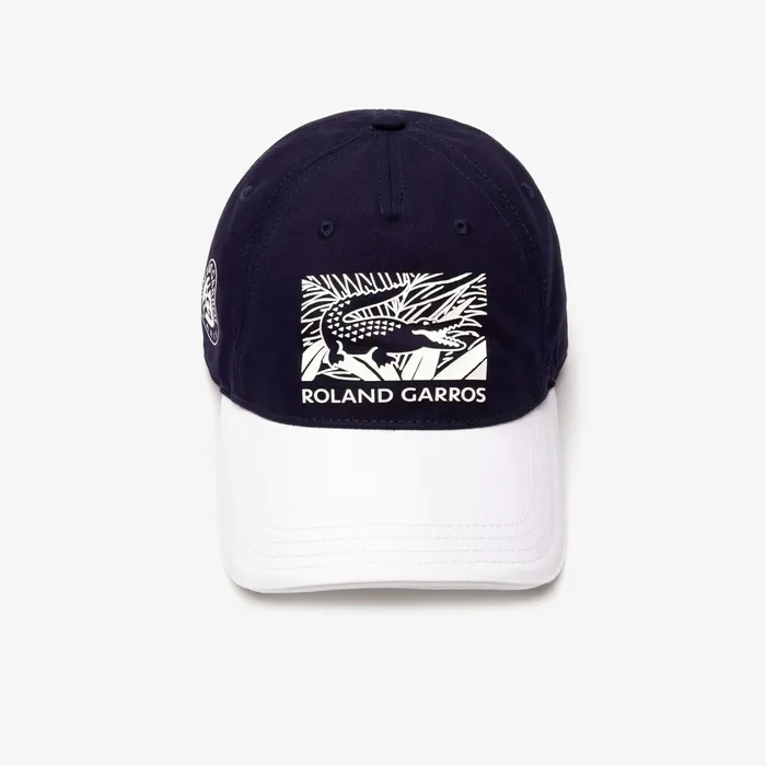 SPORT Roland Garros Edition BiColor Print Cap Navy BlueWhite Mens Lacoste Caps and Hats Gift Ideas