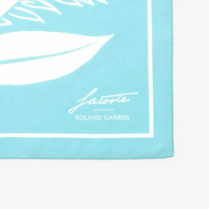 SPORT Roland Garros Edition Print Cotton Bandana TurquoiseWhite Mens Lacoste Caps and Hats Outlet