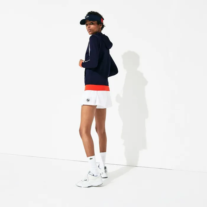 SPORT Roland Garros Hooded ZipUp Jacket Navy BlueWhiteRedGreen Womens Lacoste Sweaters and Sweatshirts Gift for Friend