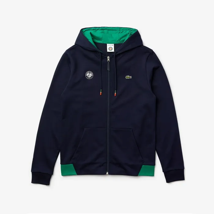 SPORT Roland Garros Hooded ZipUp Sweatshirt Navy BlueGreenWhite Mens Lacoste Sweatshirts For Sale Online