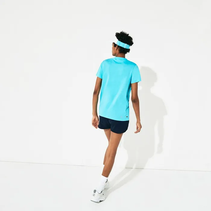 SPORT Roland Garros Logo TShirt TurquoiseWhiteGreen Womens Lacoste TShirts Outlet
