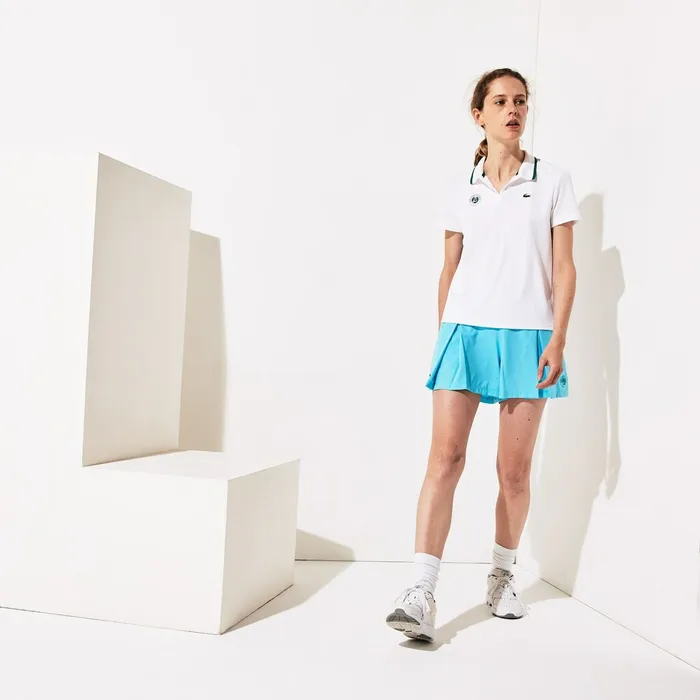SPORT Roland Garros OmbrPrint Polo Shirt WhiteTurquoiseGreen Womens Lacoste Polos Popular