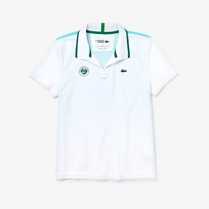 SPORT Roland Garros OmbrPrint Polo Shirt WhiteTurquoiseGreen Womens Lacoste Polos Popular