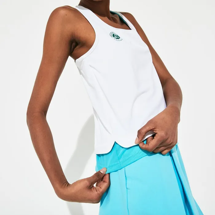 SPORT Roland Garros Performance Tank Top WhiteTurquoiseGreen Womens Lacoste TShirts Gift 4 You