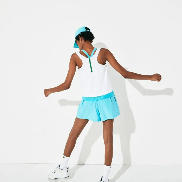 SPORT Roland Garros Performance Tank Top WhiteTurquoiseGreen Womens Lacoste TShirts Gift 4 You
