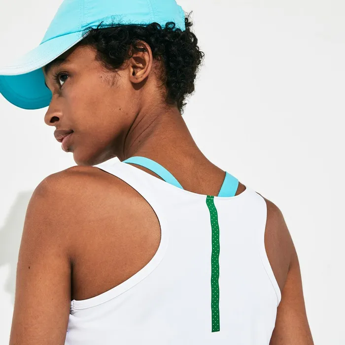 SPORT Roland Garros Performance Tank Top WhiteTurquoiseGreen Womens Lacoste TShirts Gift 4 You
