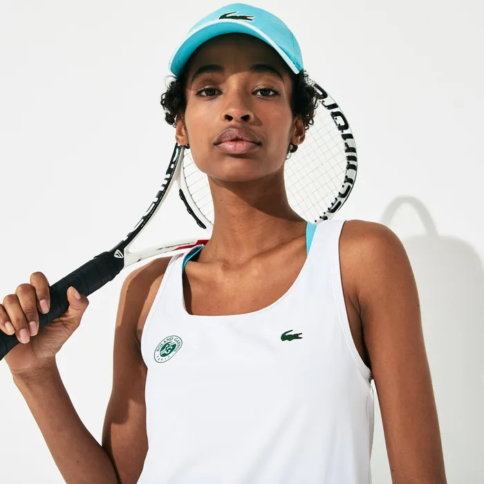 SPORT Roland Garros Performance Tank Top WhiteTurquoiseGreen Womens Lacoste TShirts Gift 4 You