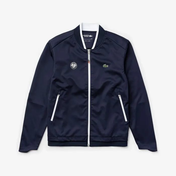 SPORT Roland Garros Piqu ZipUp Jacket Navy BlueWhiteRed Mens Lacoste Sweatshirts Online Outlet Store