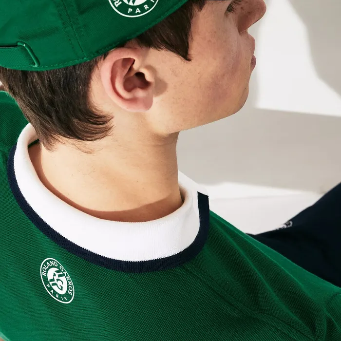 SPORT Roland Garros PlantPrint Cotton Polo Shirt GreenWhiteNavy Blue Mens Lacoste Polos Gift 4 You