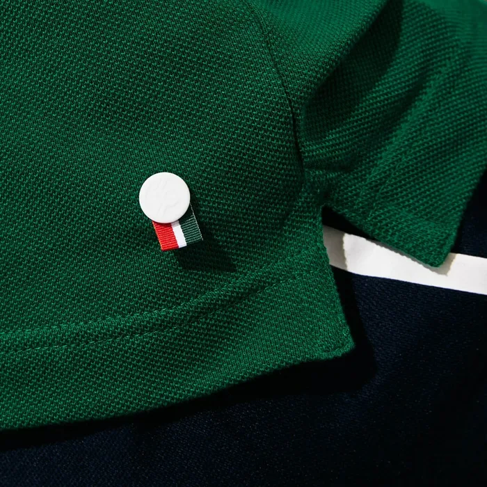 SPORT Roland Garros PlantPrint Cotton Polo Shirt GreenWhiteNavy Blue Mens Lacoste Polos Gift 4 You