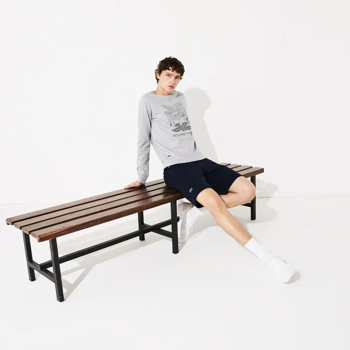 SPORT Roland Garros Plant Print Sweatshirt Grey ChineNavy Blue Mens Lacoste Sweatshirts Cheap On Sale