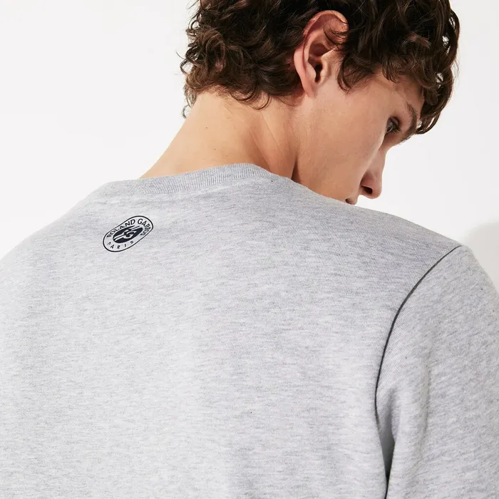 SPORT Roland Garros Plant Print Sweatshirt Grey ChineNavy Blue Mens Lacoste Sweatshirts Cheap On Sale