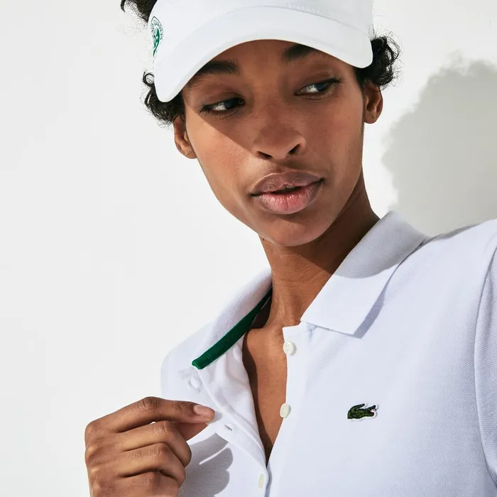 SPORT Roland Garros Pleated Polo Dress WhiteGreenNavy Blue Womens Lacoste Dresses and Skirts Online Outlet Store