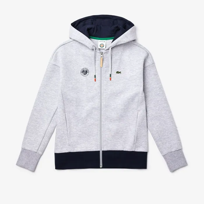 SPORT Roland Garros Print ZipUp Sweatshirt Grey ChineNavy Blue Womens Lacoste Sweaters and Sweatshirts Shop Online