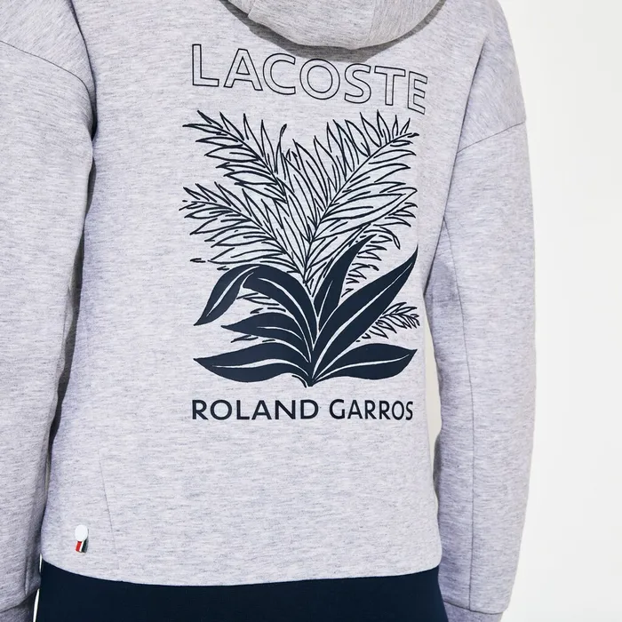 SPORT Roland Garros Print ZipUp Sweatshirt Grey ChineNavy Blue Womens Lacoste Sweaters and Sweatshirts Shop Online