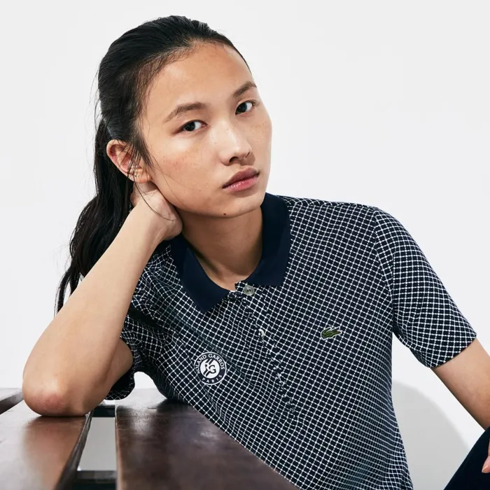 SPORT Roland Garros Printed Cotton Polo Shirt Navy BlueWhiteGreen Womens Lacoste Polos Outlet SPORT Roland Garros Printed Cotton Polo Shirt Navy BlueWhiteGreen Womens Lacoste Polos Outlet