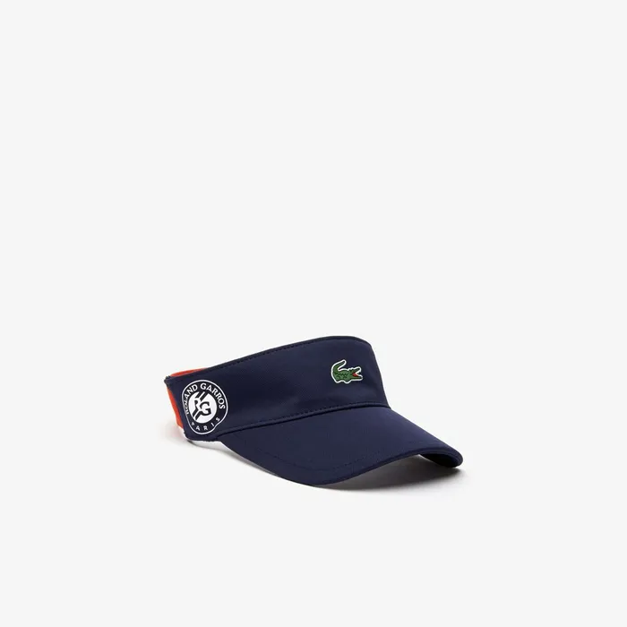 SPORT Roland Garros TwoTone Piqu Visor Navy BlueRedWhite Mens Lacoste Caps and Hats Popular SPORT Roland Garros TwoTone Piqu Visor Navy BlueRedWhite Mens Lacoste Caps and Hats Popular