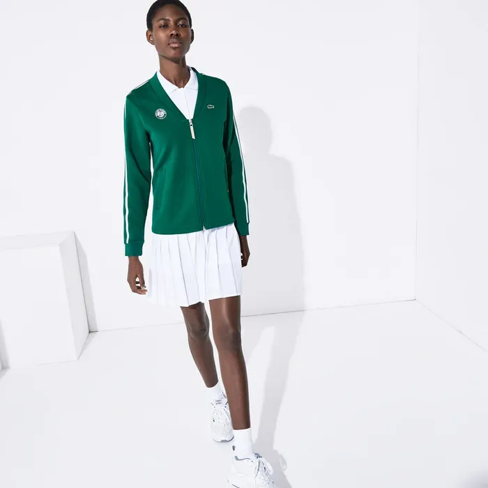 SPORT Roland Garros VNeck ZipUp Sweatshirt GreenWhiteRed Womens Lacoste Sweaters and Sweatshirts Cheap On Sale SPORT Roland Garros VNeck ZipUp Sweatshirt GreenWhiteRed Womens Lacoste Sweaters and Sweatshirts Cheap On Sale