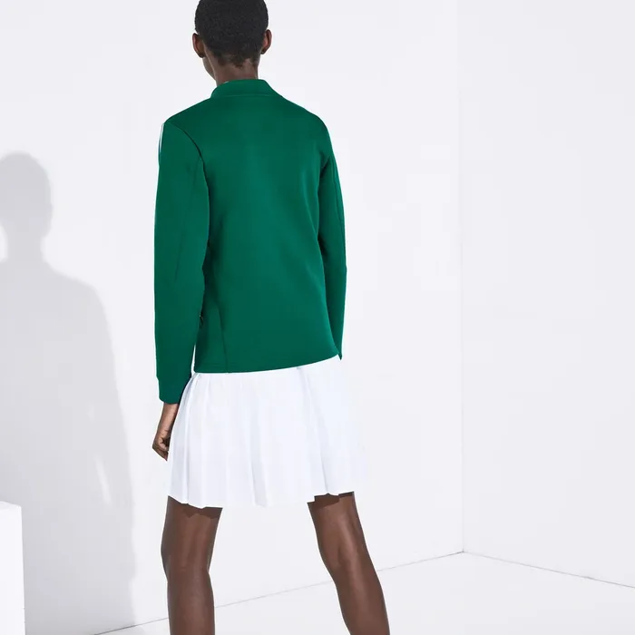 SPORT Roland Garros VNeck ZipUp Sweatshirt GreenWhiteRed Womens Lacoste Sweaters and Sweatshirts Cheap On Sale
